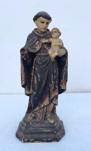 Arte Sacra - Imagem Santo Antonio Em Madeira Olhos De Vidro