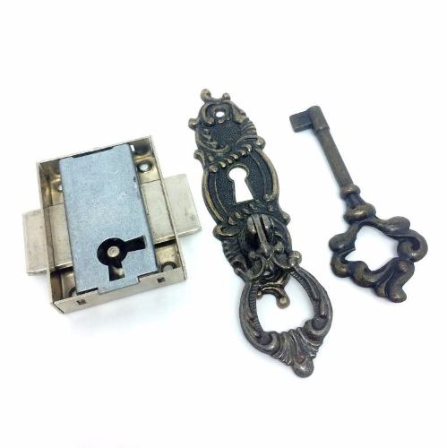 Kit 4 Puxador Colonial Luiz Xv Bronze Pequeno Com Chave