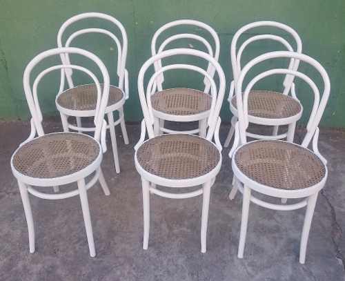 Antigo Conjunto 6 Cadeiras Thonet Austríaca Laqueada
