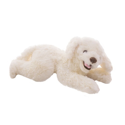 Cachorro Poodle Branco Deitado Língua De Fora 40cm - Pelúc