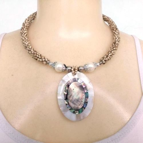 @net Lindo Colar Gargantilha /c Abalone Miganças Vintage V