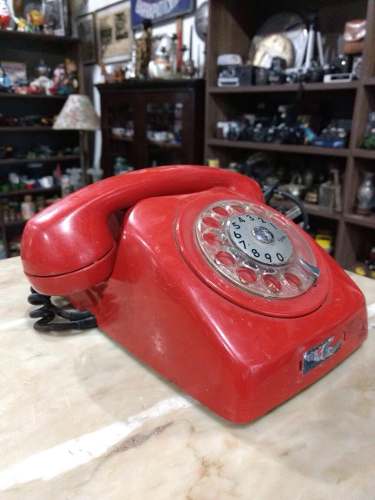 Telefone Antigo De Disco Vermelho Original