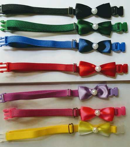 Kit 4 Coleiras Elásticas Laço Pérola Cores Diversas +