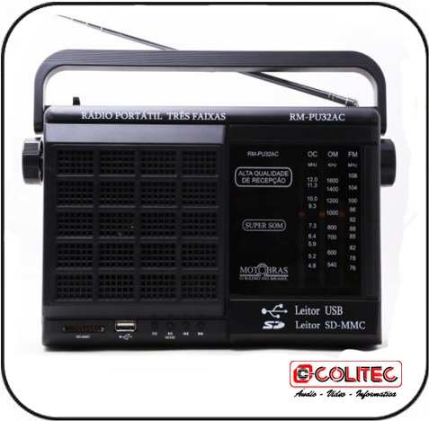 Radio Motobras, 6 Faixas C/ Usb Rm-pu32ac Pilha E Bivolt