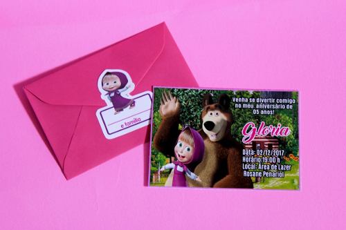Convite Masha E O Urso Com Envelope - Frete 