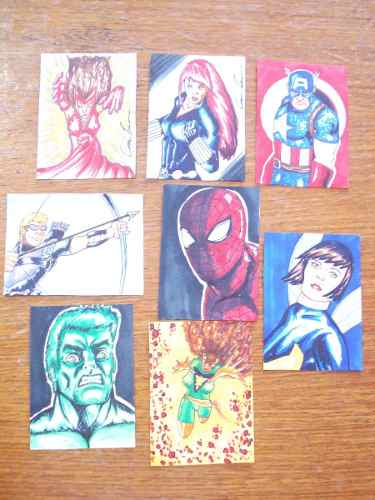 8 Cards Marvel - Arte Em Copic Markers