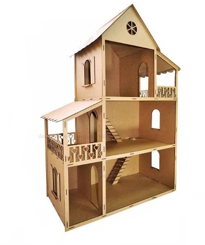 Casa Boneca Barbie Grande Desmontada - 130x40x88 - Mdf Cru