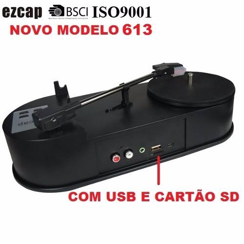 Toca Disco Conversor Vinil Mp3 Usb Cartão Micro Sd Ezcap613