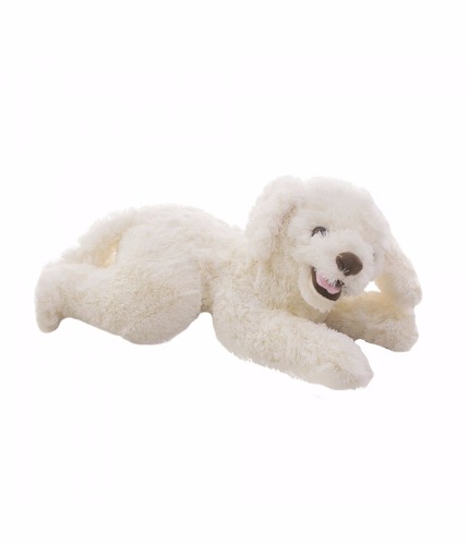 Cachorro Poodle Branco Deitado Língua De Fora 40cm -