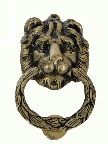 Aldrava Leão Em Bronze Bate Porta Artesanal Decoração