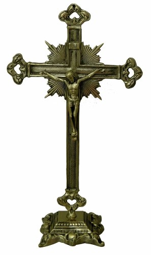Crucifixo Mesa Bronze Grande Cristo Igrejas Reuniões Altar