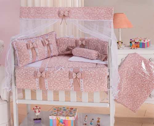 Kit Mini Berço 10 Peças - Doce Encanto Salmão