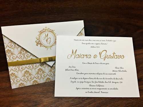 Promoção - Convite De Casamento Envelope Dourado