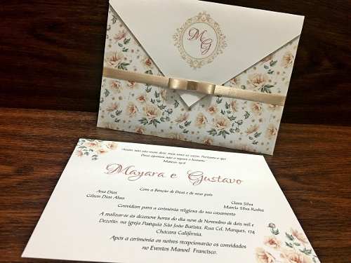 Promoção - Convite De Casamento Envelope Floral
