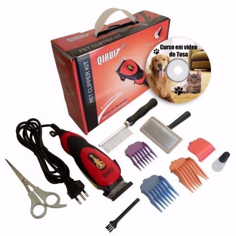 Kit Maquina De Tosa Profissional Cães Gatos