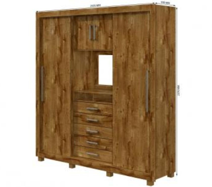 Guarda-roupa Casal 4 Portas 5 Gavetas - Nicho para TV até