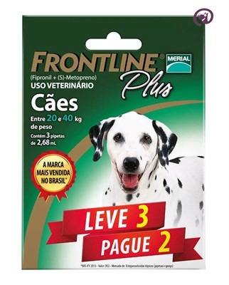 Combo Frontline Plus Cães 20 A 40kg Merial 3 Pipetas
