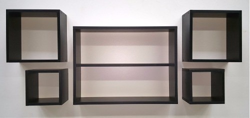 Kit 5 Peças Estante Nichos Prateleira Cubo Mdf 15mm Preto