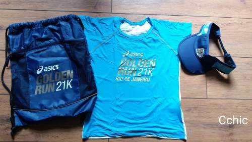 Kit Camiseta Feminina Asics Corrida Gold Run 21k Rj Cchic