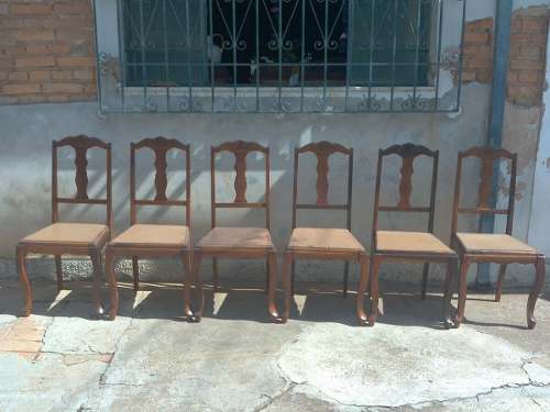 Antigo Jogo De 6 Cadeiras Provençal Em Embuia Maciça