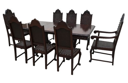 Antiguidade Mesa De Jantar Com 8 Cadeiras Renascença
