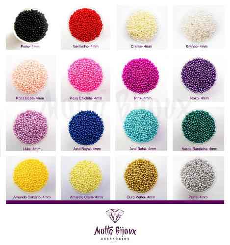 Perola Abs Inteira C/furo 4mm  Perolas - Diversas Cores