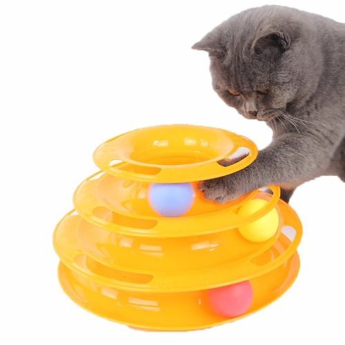 Brinquedo Trilho Com Bolinhas Para Gatos - Verde Ou Laranja
