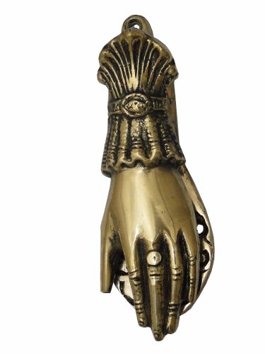 Aldrava Mão Em Bronze Bate Porta Artesanal Linda Mística