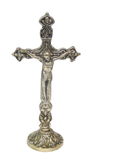 Crucifixo Mesa Bronze 27 X 13 Cm Presente Cristo Maravilhoso