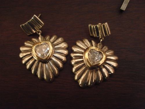 Brincos Em Prata, Ouro E Zirconia Forma De Coração