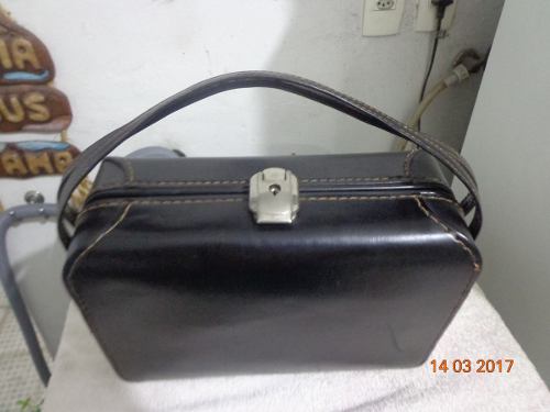 Frasqueira Antiga De Couro - Preta - Linda