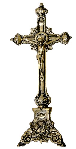 Crucifixo Mesa Altar Todo Trabalhado Bronze Igreja Padres