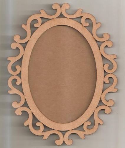 Moldura Espelho Oval Arabesco 42cm Com Fundo Mdf