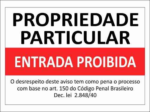 Kit 05 Placas Propriedade Particular 40x50cm Ps 2mm