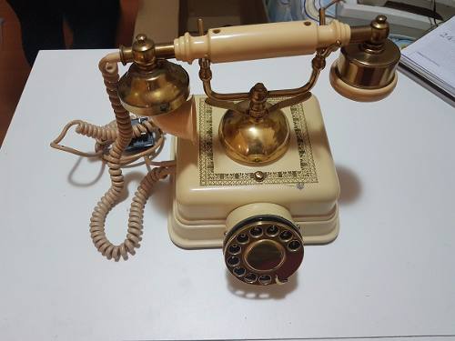 Telefone Retrô Teleart, Cor Bege, Modelo Colonial