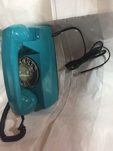 Telefone Tijolinho De Disco De Parede Cor Azul Turquesa