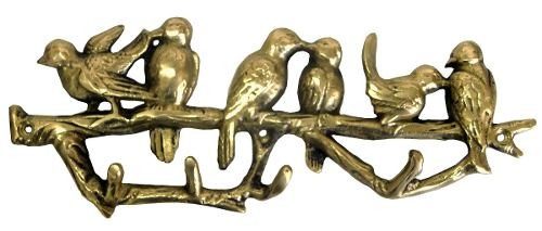 Porta Chaves Pássaros Bronze Decoração Presente