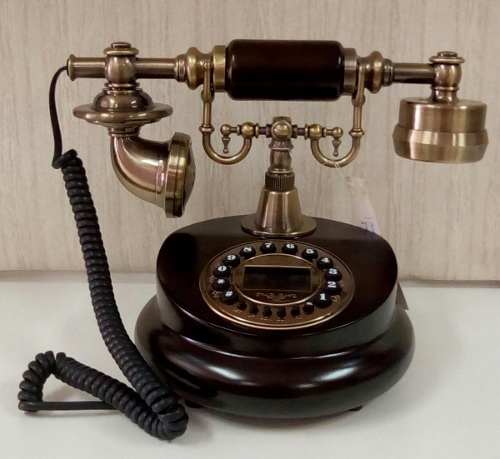 Telefone Antigo Retro Vintage De Madeira Funciona Novo