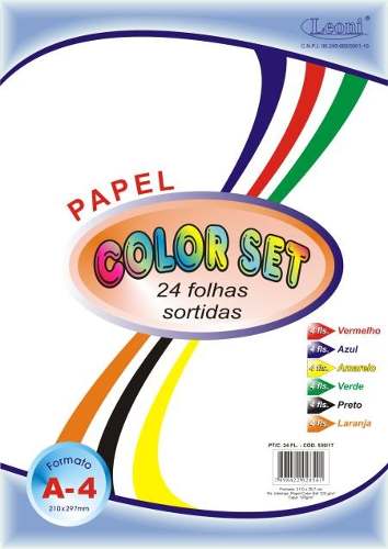 Papel Color Set 120gr A4 24 Folhas Com Folhas Coloridas
