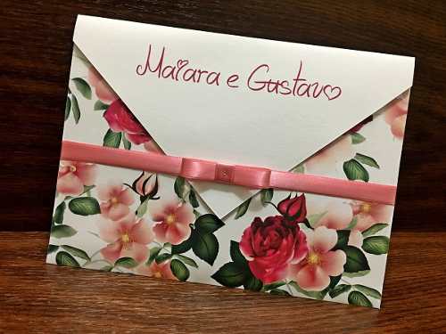 Promoção - Convite De Casamento Envelope Rosas
