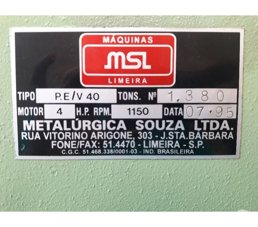 Prensa Excentrica 40 Ton MSL Souza Com Garantia