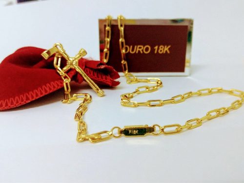 Corrente Masculina Cartier Aço E Moeda Antiga Banhada A