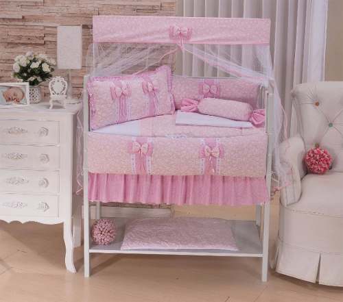 Kit Mini Berço 10 Peças + Brinde- Doce Encanto Rosa