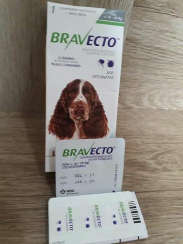 Bravecto para cães de 10kg à 20kg proteção de 12 semanas contra carrapatos e pulgas
