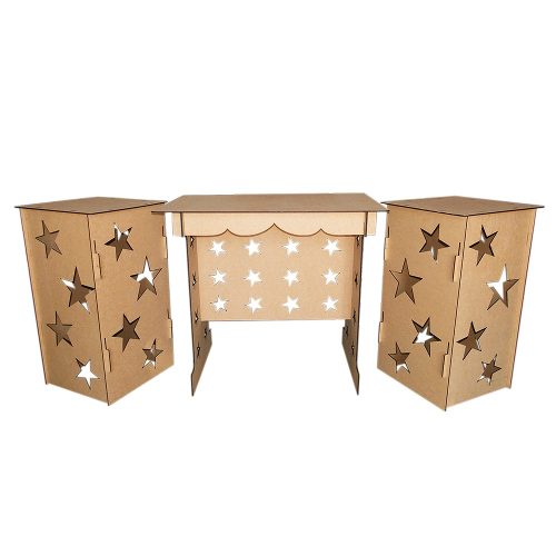 Kit Provençal Mdf Estrela Festa 1 Mesa 2 Cubos - Megatudo