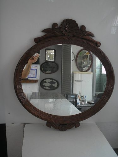 Antigo Grande Espelho Oval 69 Cm Anos 50 M Jacarandá 100%
