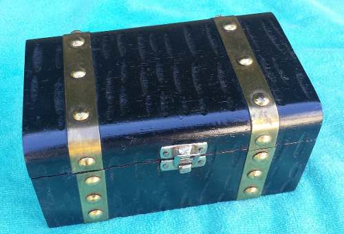 Mini Bau Antigo Em Madeira Maciça