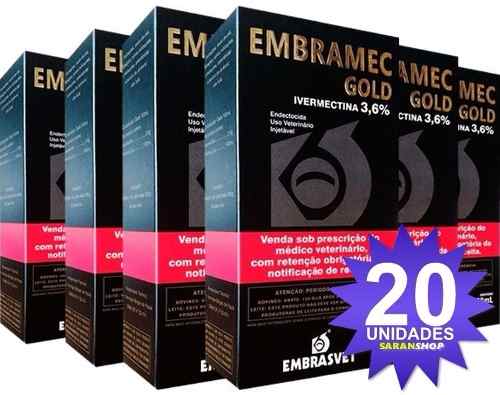 20x Frascos Embramec Gold ml Ivermectina Longa
