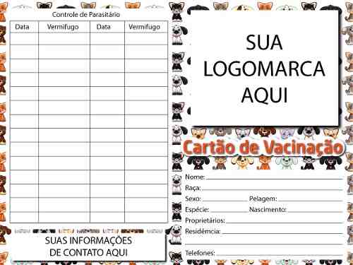 Kit 100 Cartões De Vacina Cachorro Gato Pet Veterinário