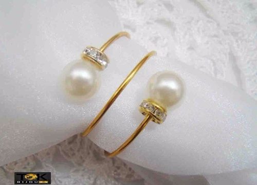 Porta Guardanapo Strass Pérola Casamento Festa Duplo-